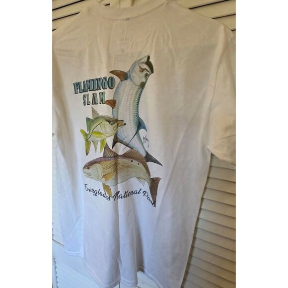 Guy Harvey Men’s Short-Sleeve T-Shirt White Size Medium Fishing Flamingo Slam - Picture 4 of 8